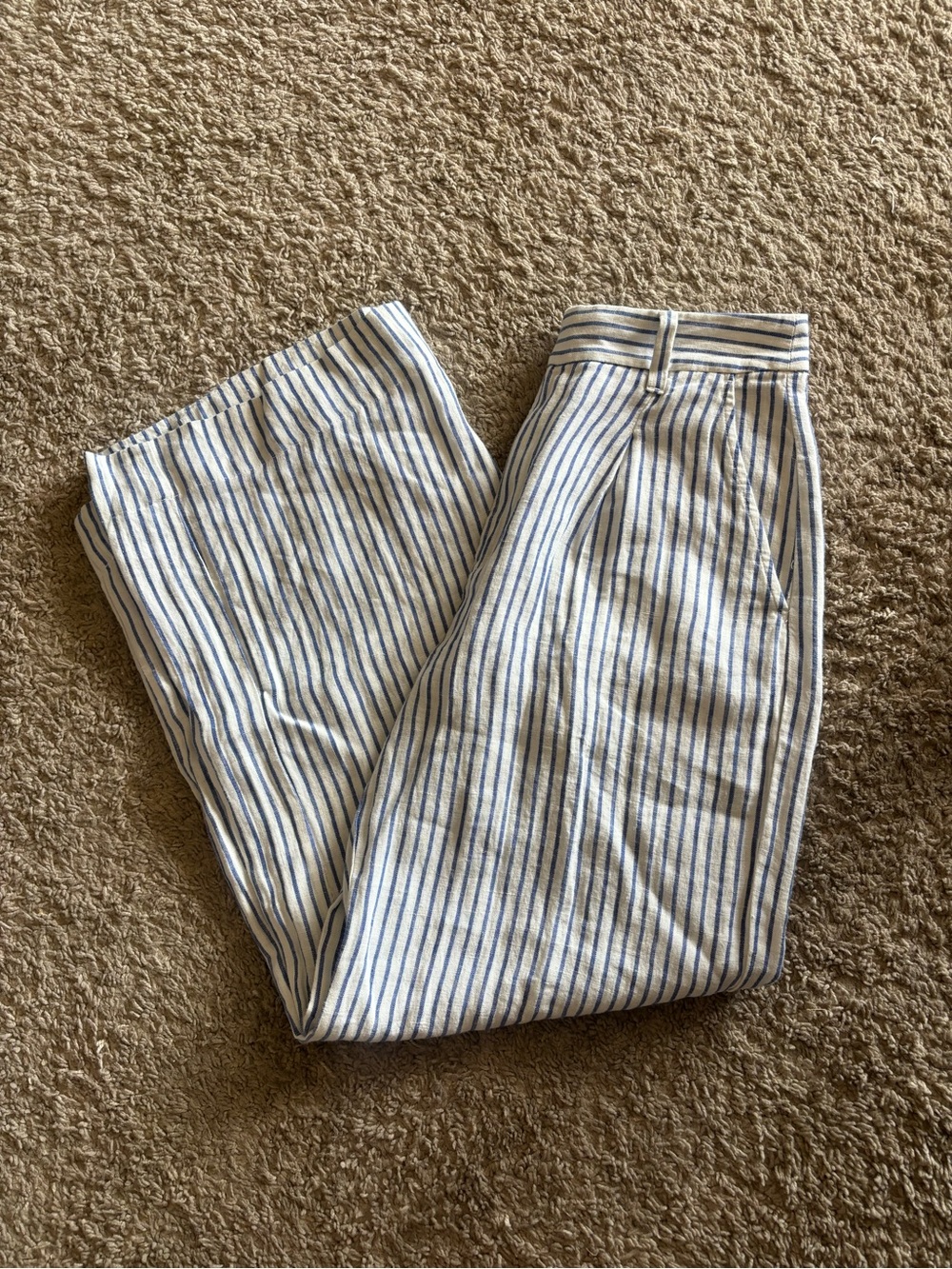 NWT Madewell Harlow Wide-Leg Linen Pants in Bluestone Stripe - Picture 5 of 9